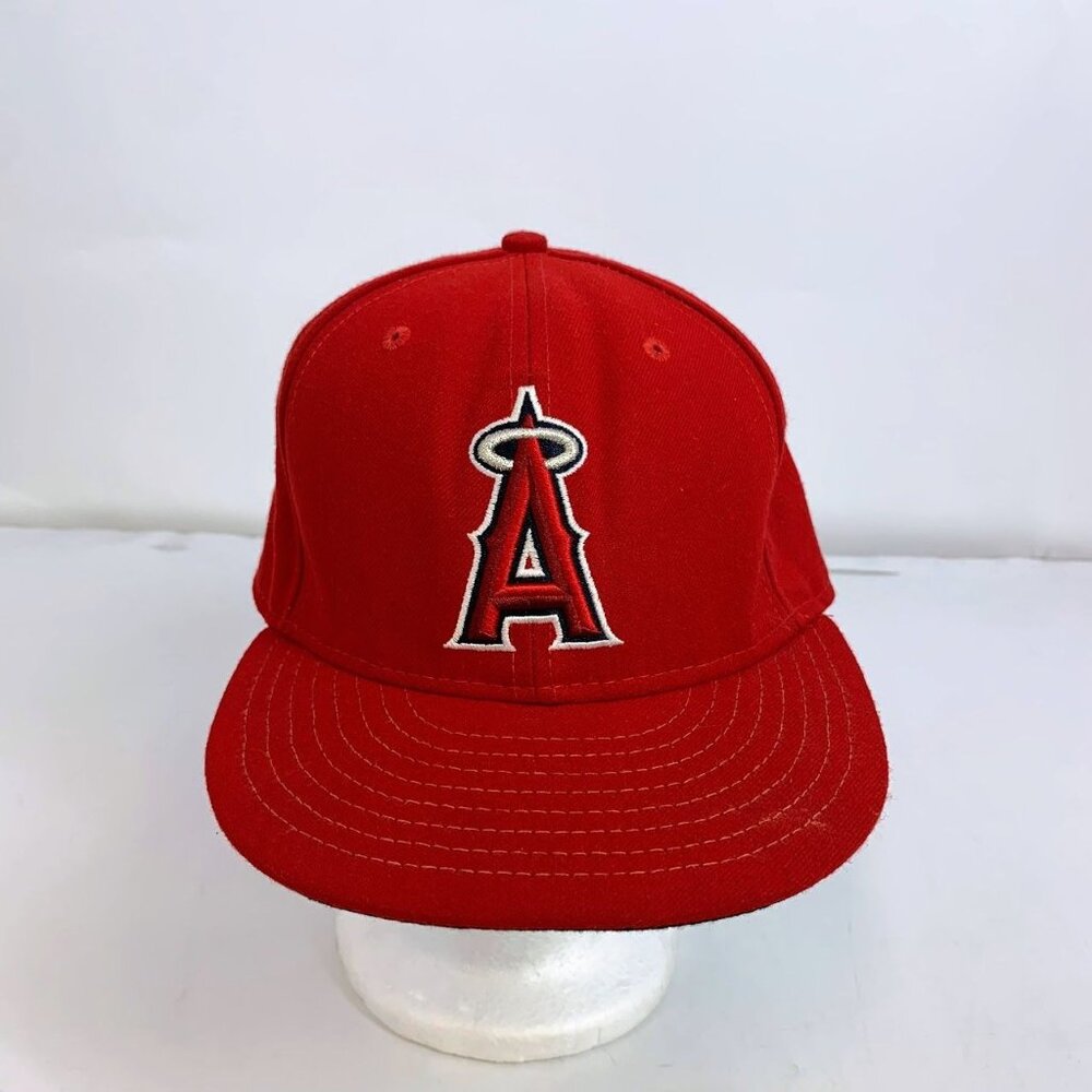 New Era Adults Anaheim Angels 59Fifty Cotton Fitted Baseball Hat Size 7 5/8